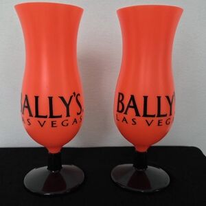 Bally Bright Orange Plastic Hurricane Vases - Pair